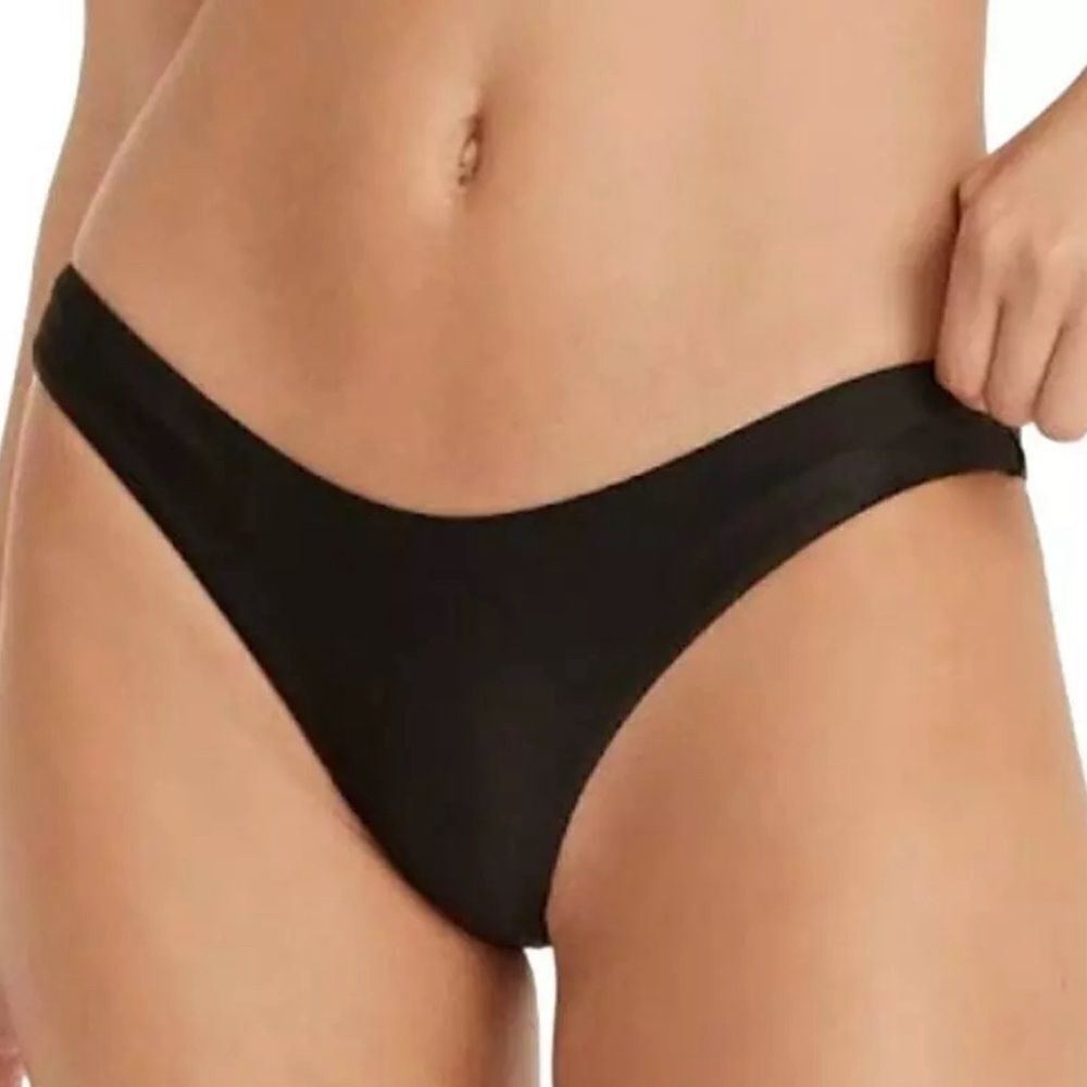J.Crew Curved-waist cheeky bikini bottom in black BC125 size M NWT